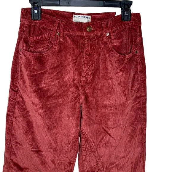 We The Free Riser Taker High Rise Straight Corduroy Pants Wine Womens 28